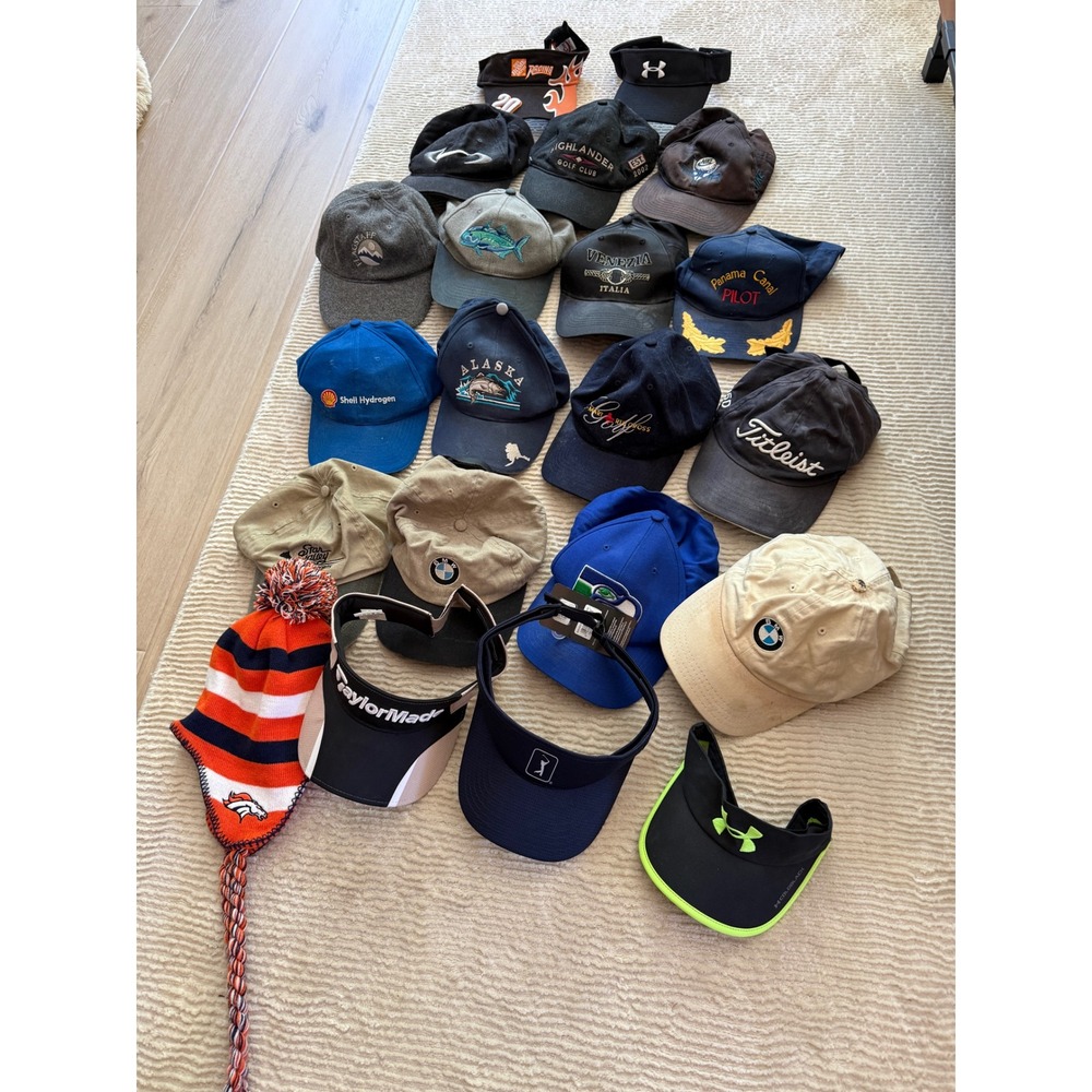 Mixed Hat Lot 20pc Nike Titleist BMW Under Armour TaylorMade Visors Beanie Caps